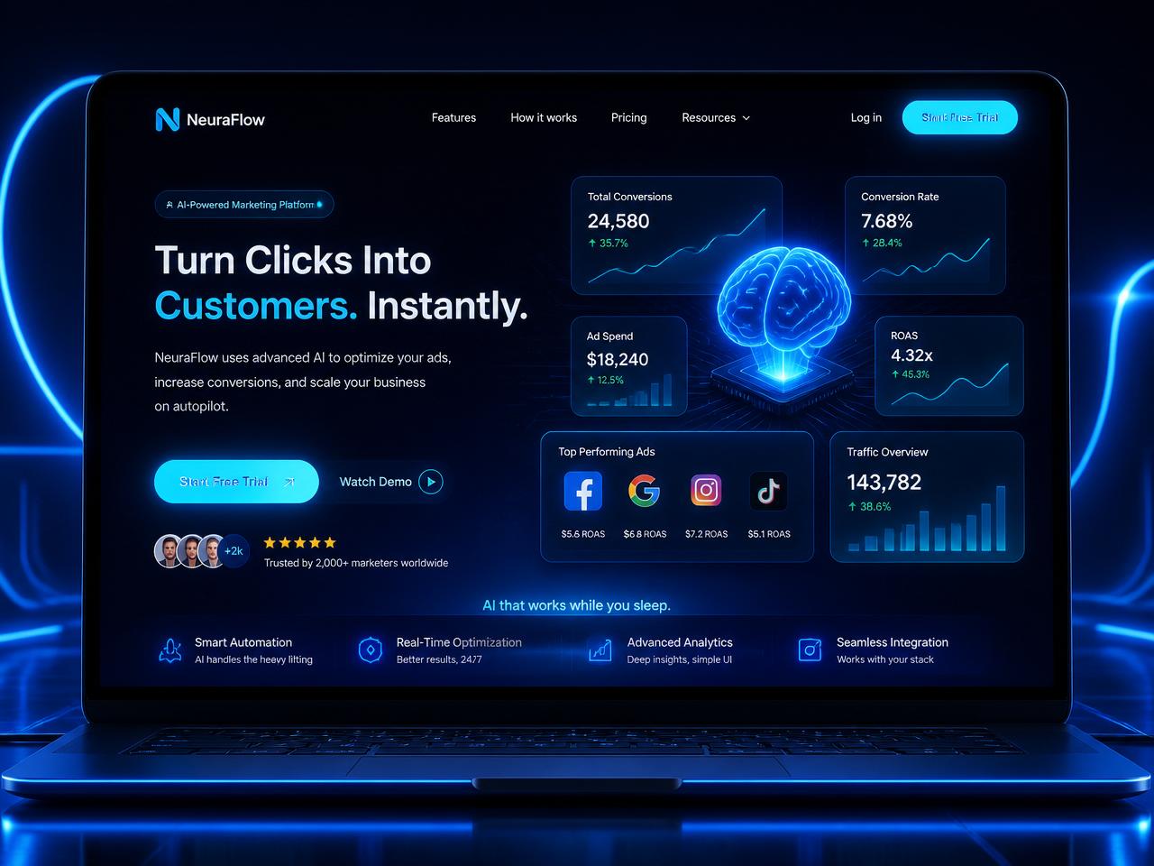AI landing page mockup